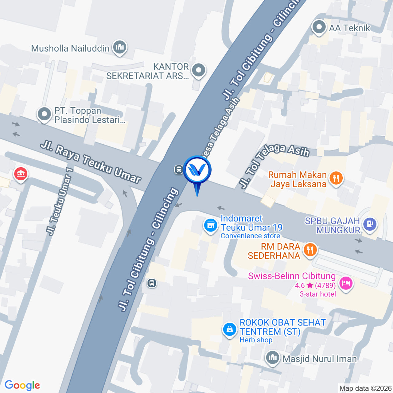Peta Lokasi Jl. Raya Teuku Umar, Kab Bekasi