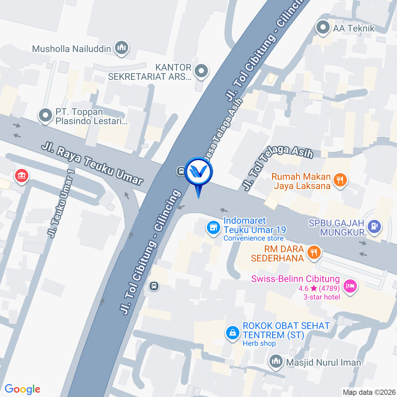 Peta Lokasi Jl. Raya Teuku Umar, Kab Bekasi