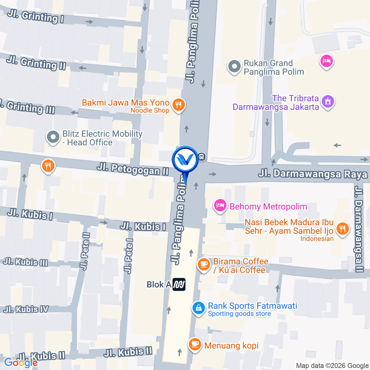 Peta Lokasi STATIC BLOK A STATION – SET 1 JL. Panglima Polim, Kebayoran Baru