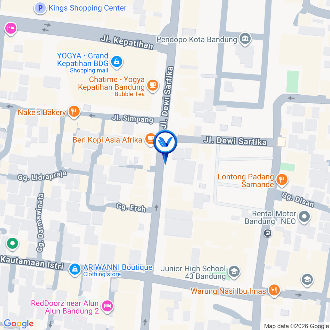 Peta Lokasi Jl. Dewi Sartika (Alun - alun), Bandung