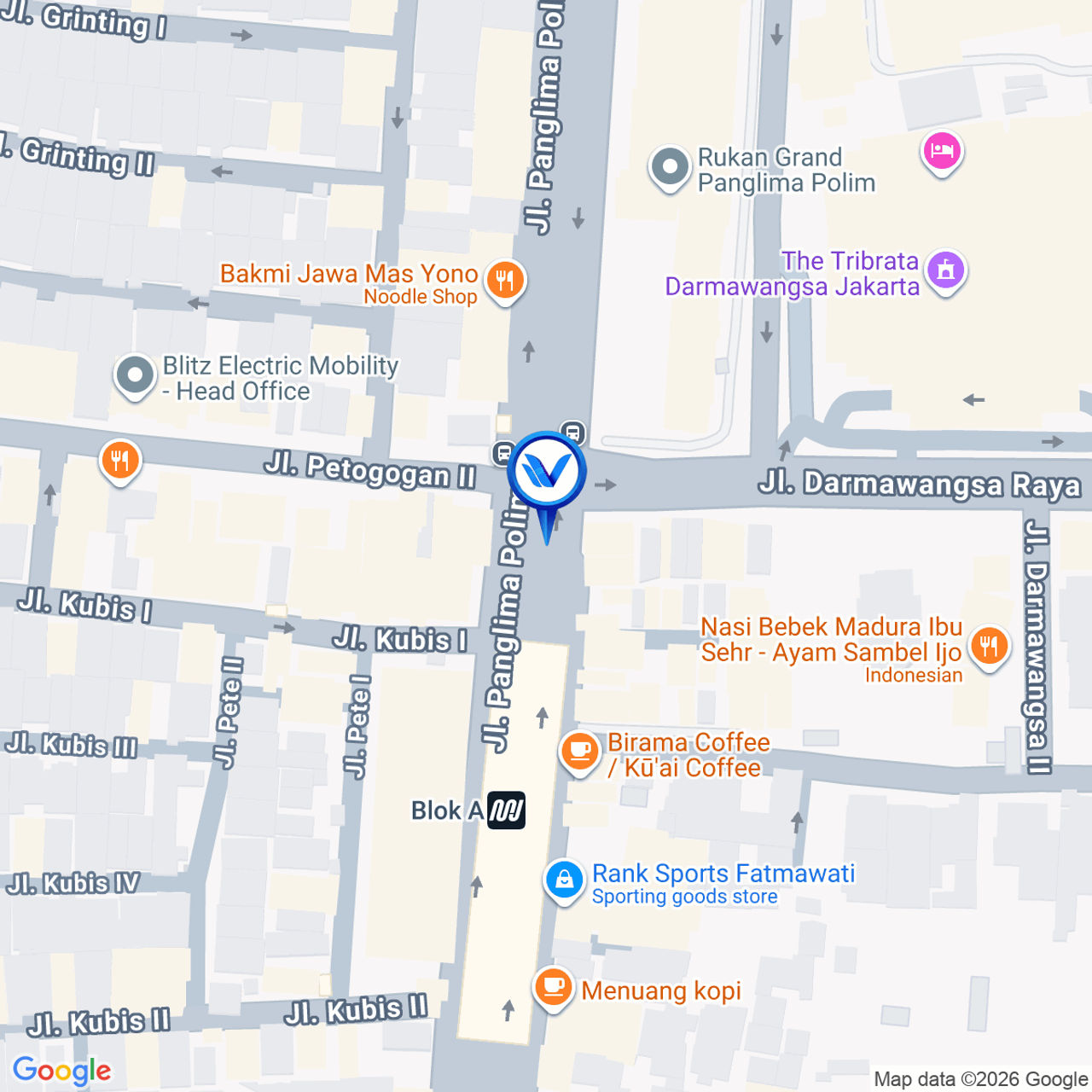 Peta Lokasi STATIS BLOK A STATION – UNDERSTATION BLOK A Jl. Melawai Kebayoran Baru