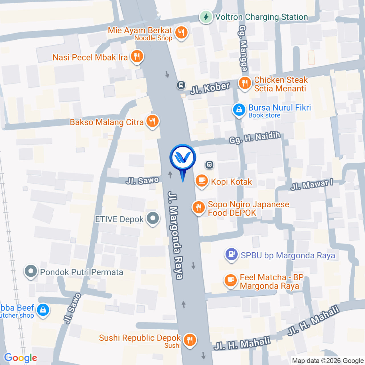 Peta Lokasi Jl. Margonda Raya, Depok