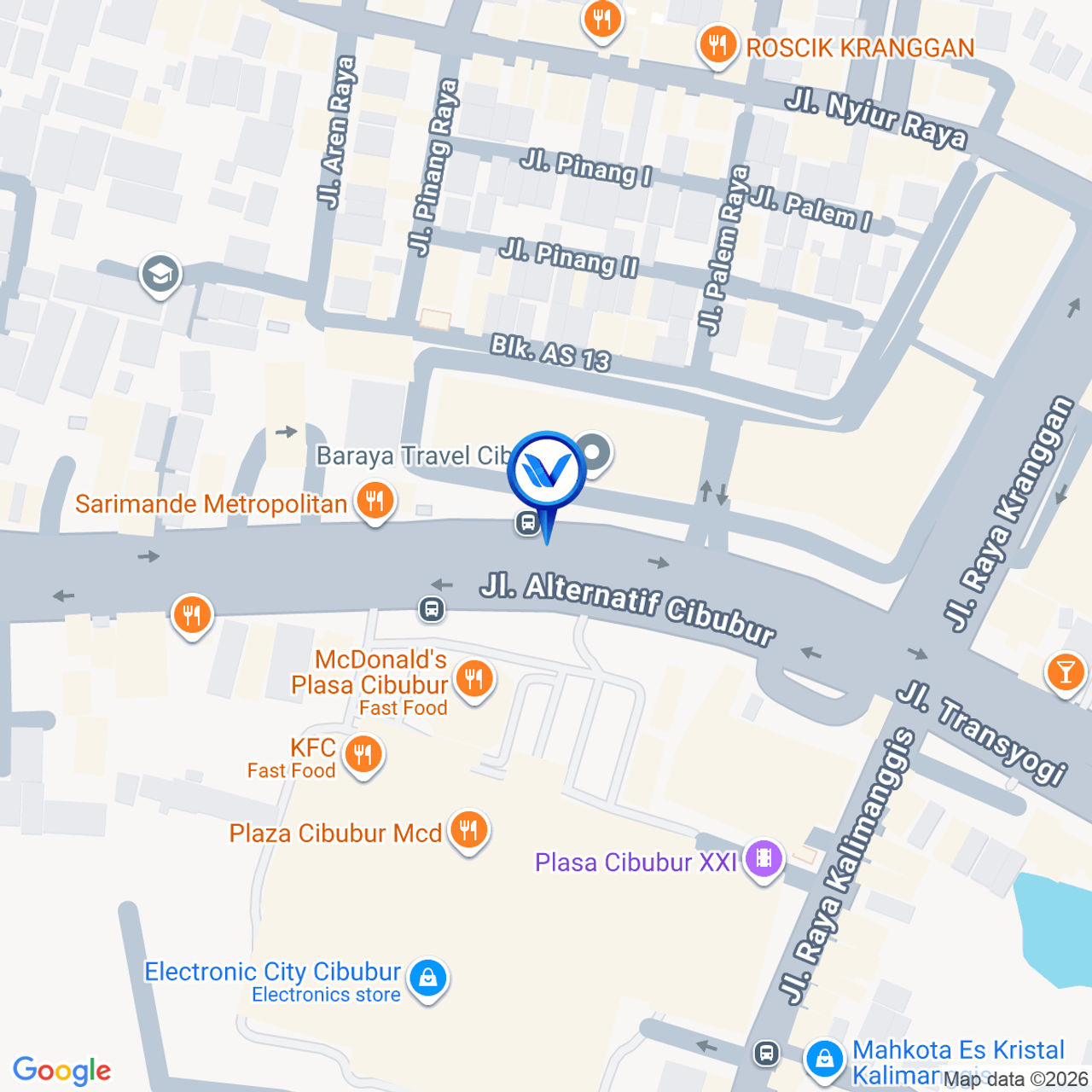 Peta Lokasi JL. Transyogi (Depan Plaza Cibubur), Bekasi