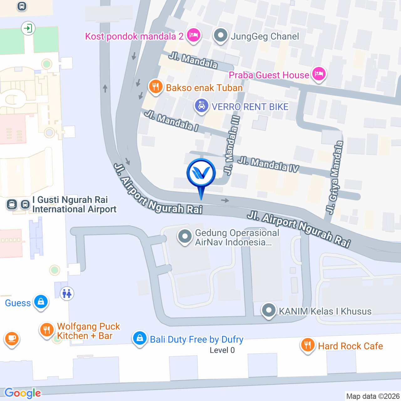 Peta Lokasi Jl. Keluar Bandara Ngurah Rai Tuban, Badung - Bali