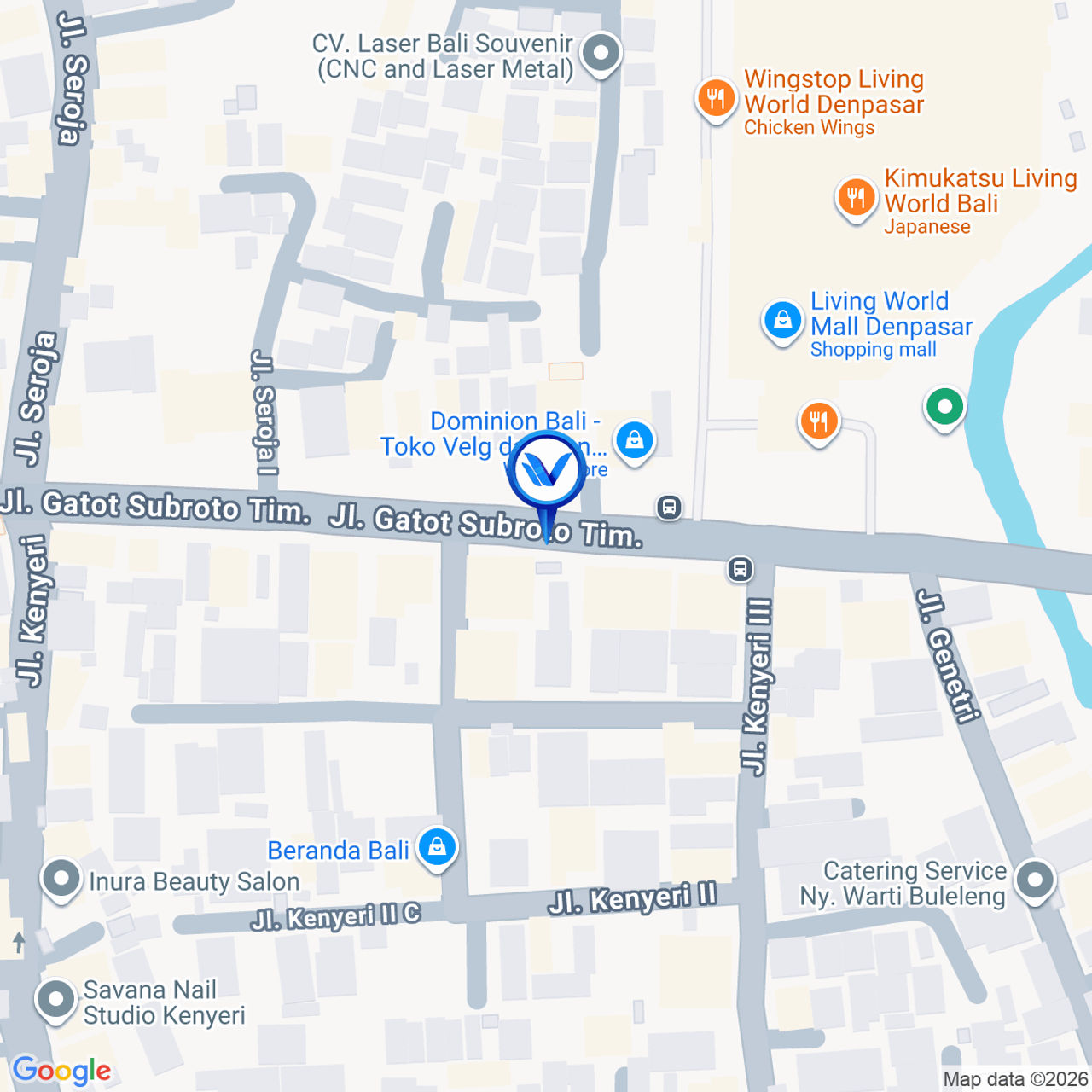 Peta Lokasi JL. Gatsu Timur Dekat Mall Gatsu 1 arah Cokro, Ubung | BALI