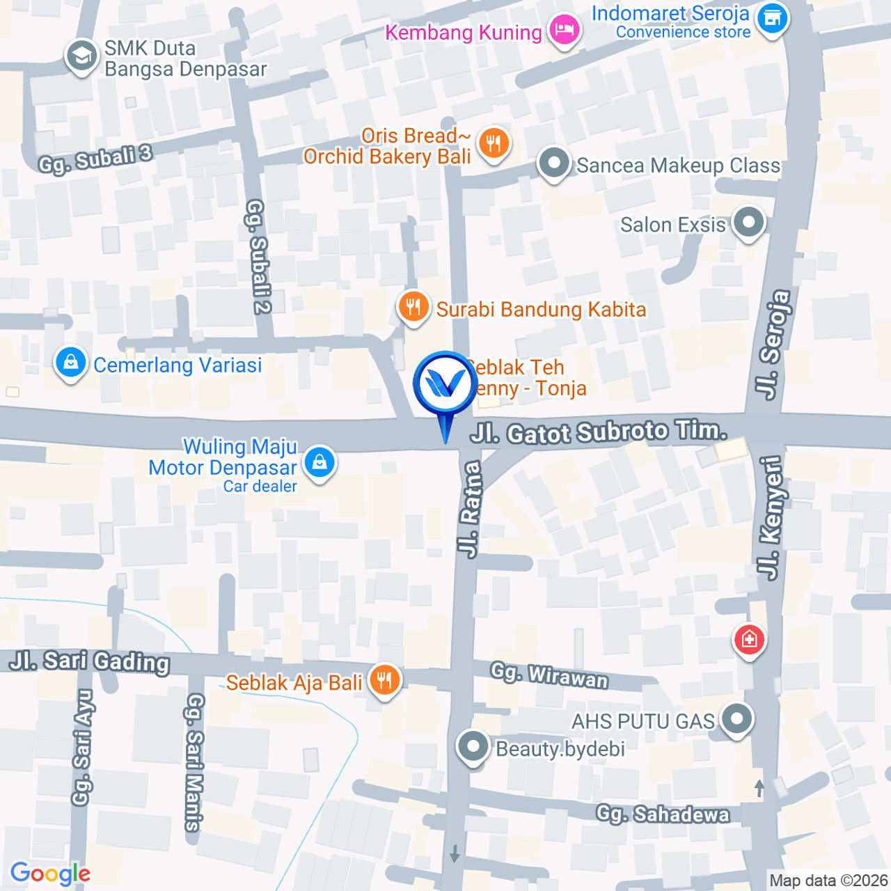 Peta Lokasi JL. Gatsu Timur - Ratna 1 (Arah Tohpati) | BALI