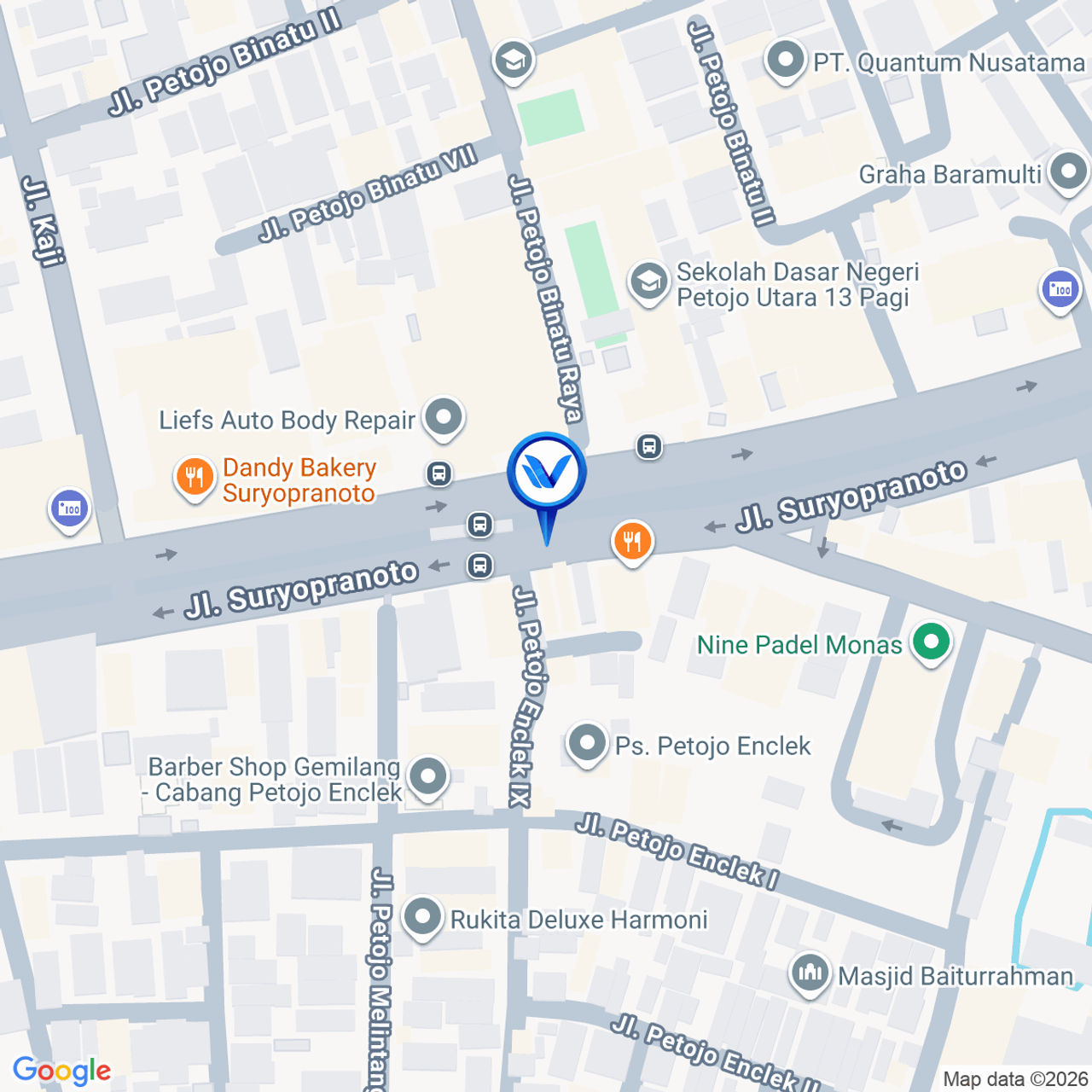 Peta Lokasi Halte Petojo Jl. Suryopranoto, Jakarta Pusat