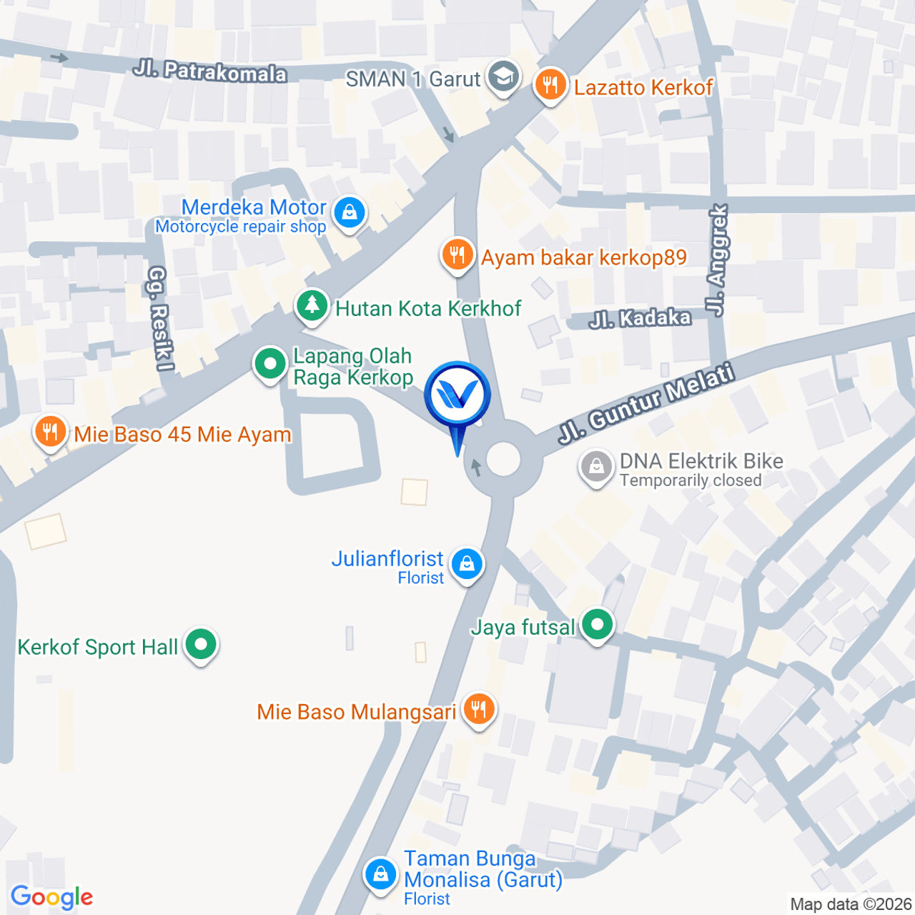 Peta Lokasi Bundaran Kirkof - JI. Perintis Kemerdekaan, Garut