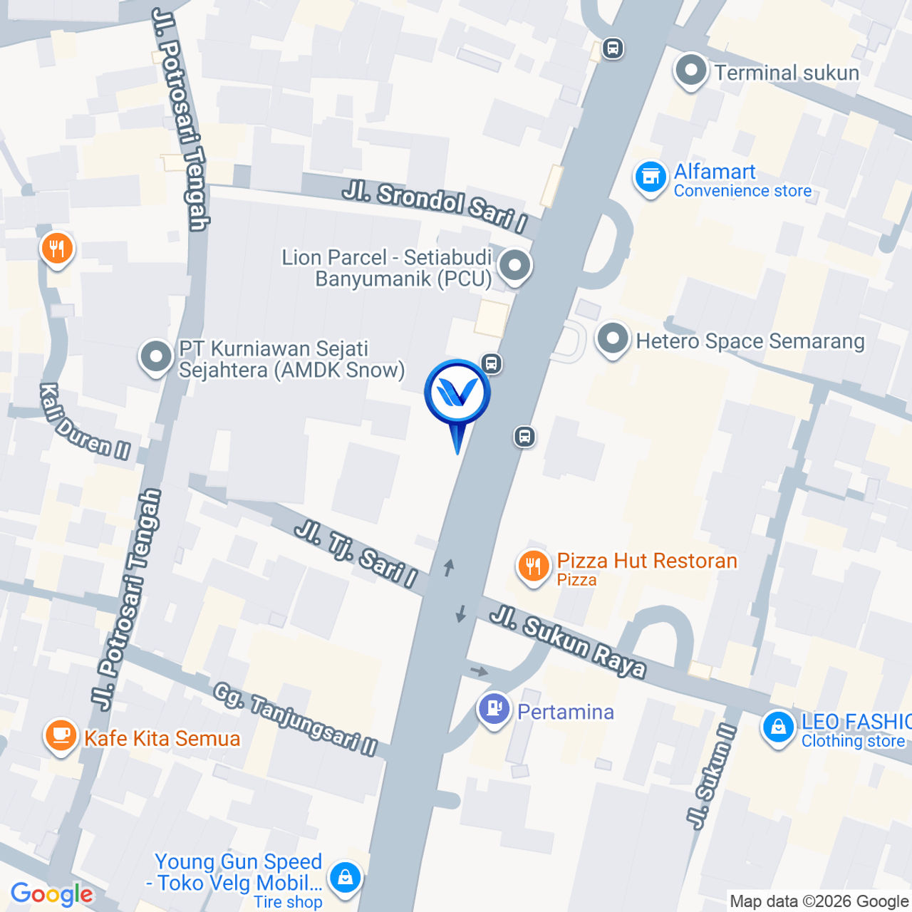 Peta Lokasi JI. Perintis Kemerdekaan, Semarang (Pertigaan Sukun/Seberang Pizza Hut)
