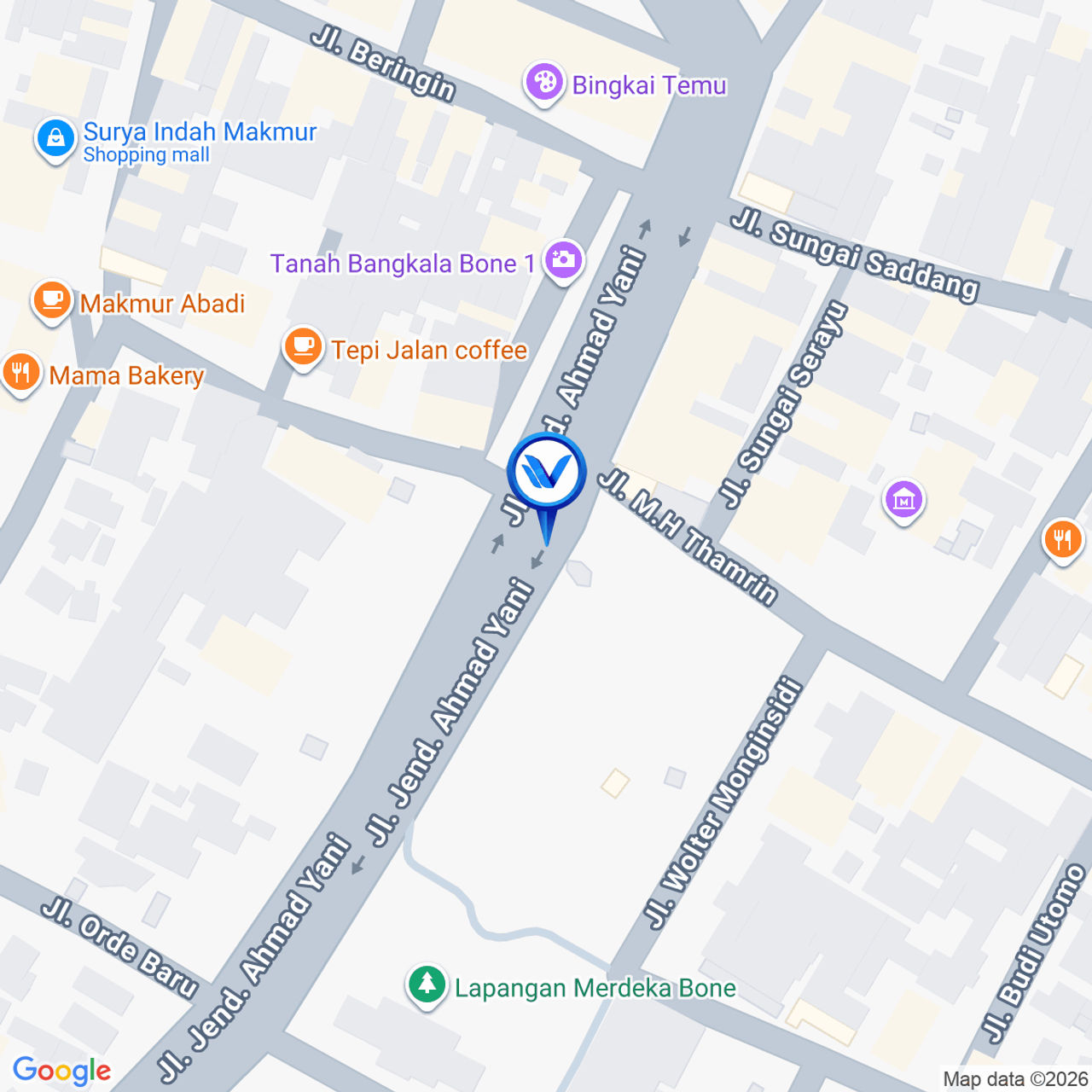 Peta Lokasi JI. Per4an JI. Petta Punggawa / JI. Thamrin (Sudut taman kota) Kab. Bone