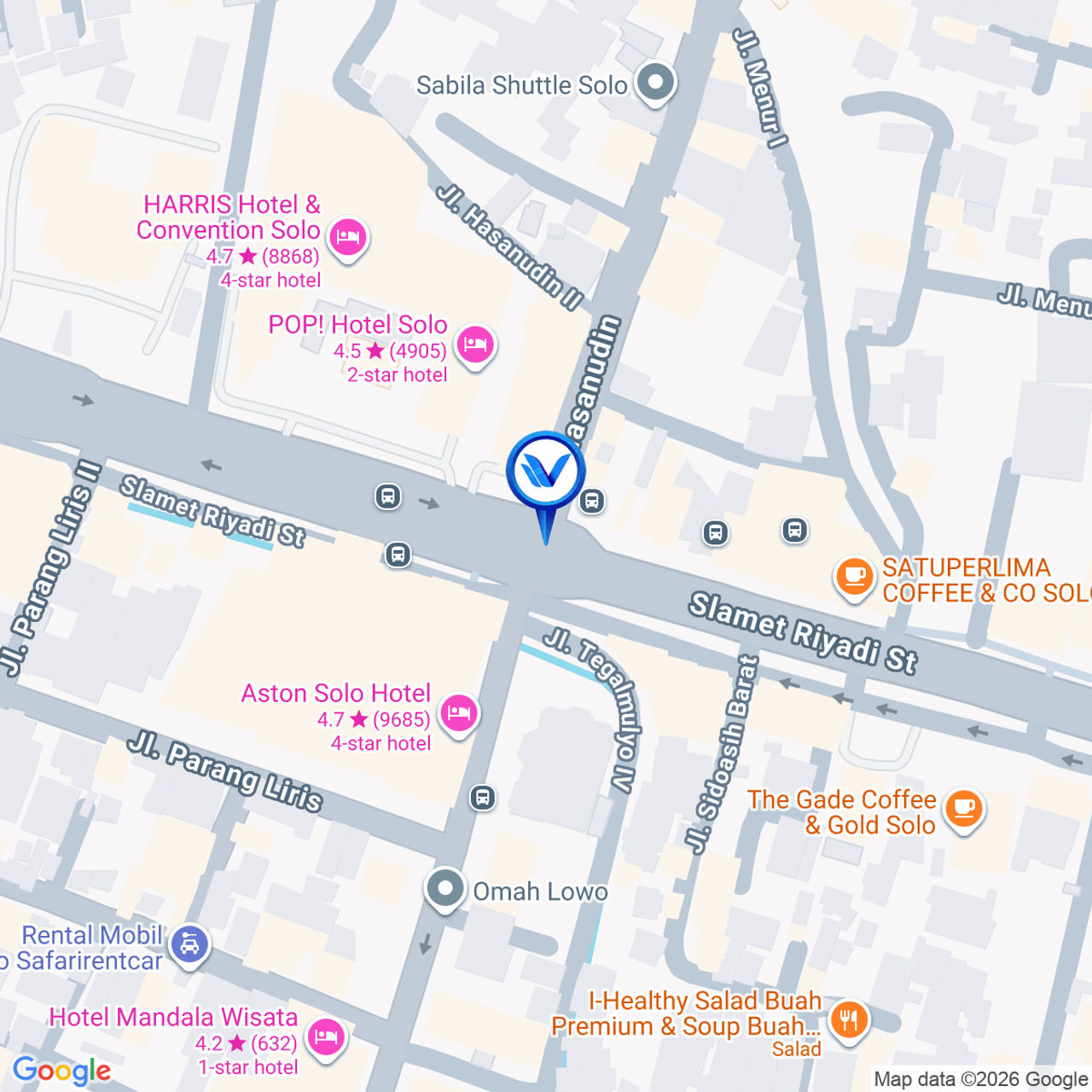 Peta Lokasi Jl. Slamet Riyadi, Surakarta