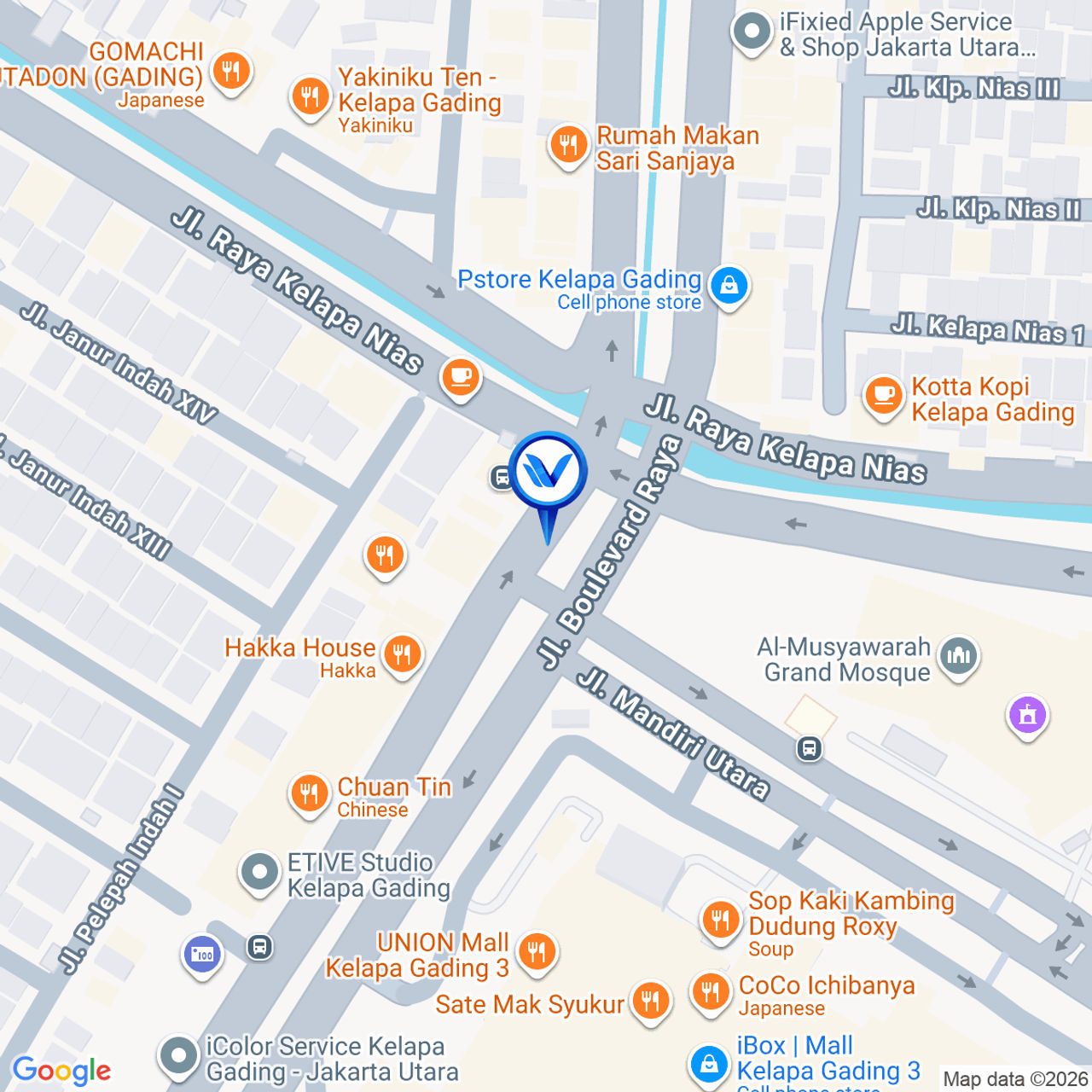 Peta Lokasi Jl. Boulevard Raya Kelapa Gading, Jakarta Utara