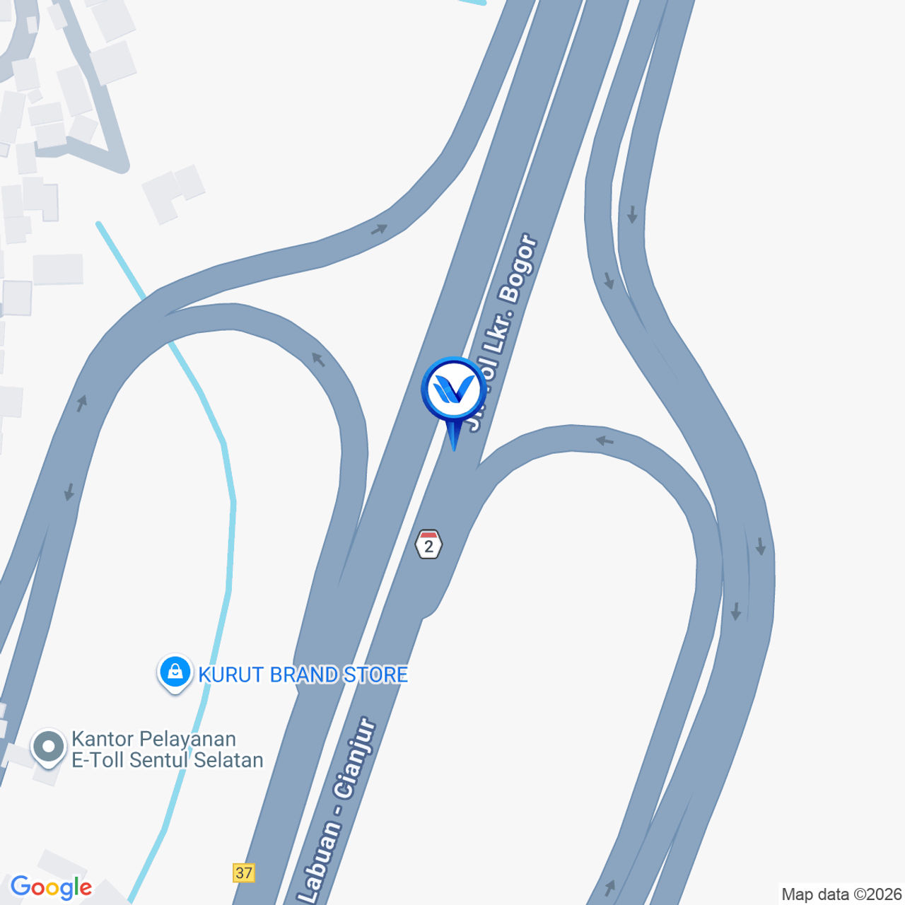 Peta Lokasi Tol Jagorawi KM 36+350 A, Bogor