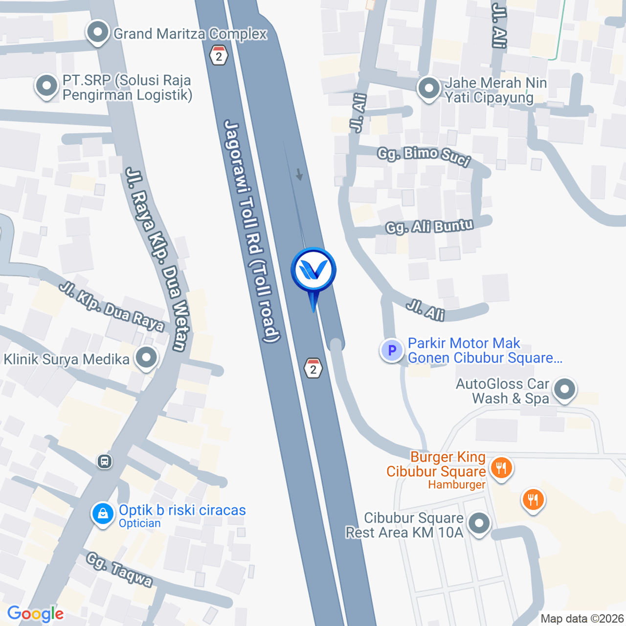 Peta Lokasi Jl. Tol Jagorawi KM 10 (Rest Area Cibubur), Jakarta Timur