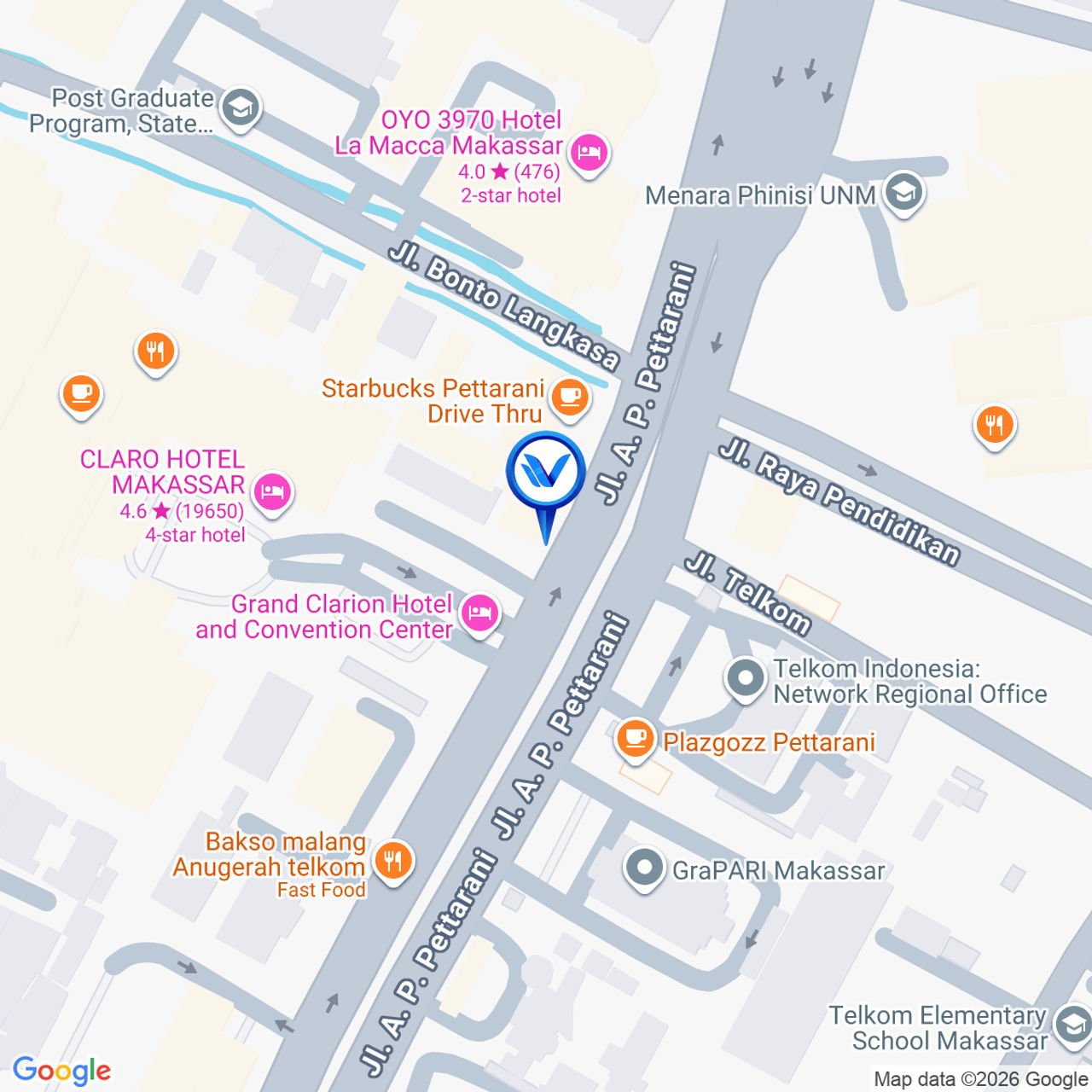 Peta Lokasi Jl. A.P Pettarani (Hotel Claro), Makassar