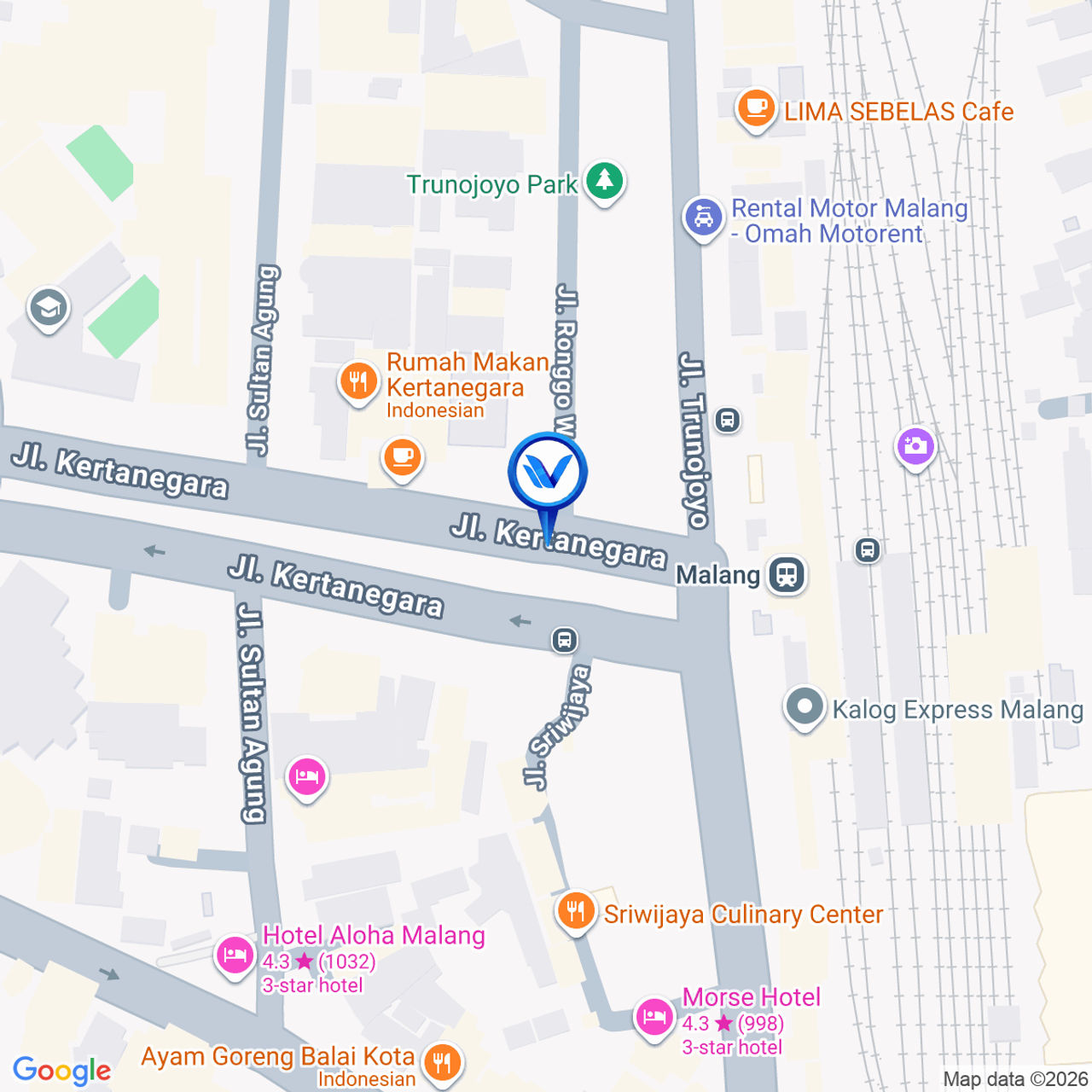 Peta Lokasi Jl. Kertanegara (Stasiun Baru Kota Malang), Malang