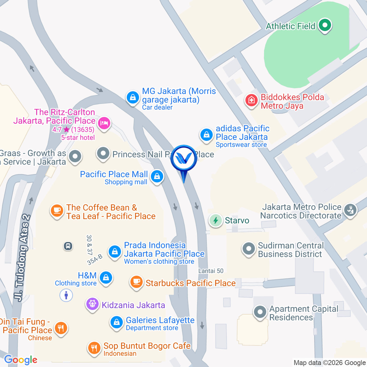 Peta Lokasi JI. Jend Sudirman Gedung Artha Graha) - Jakarta Selatan