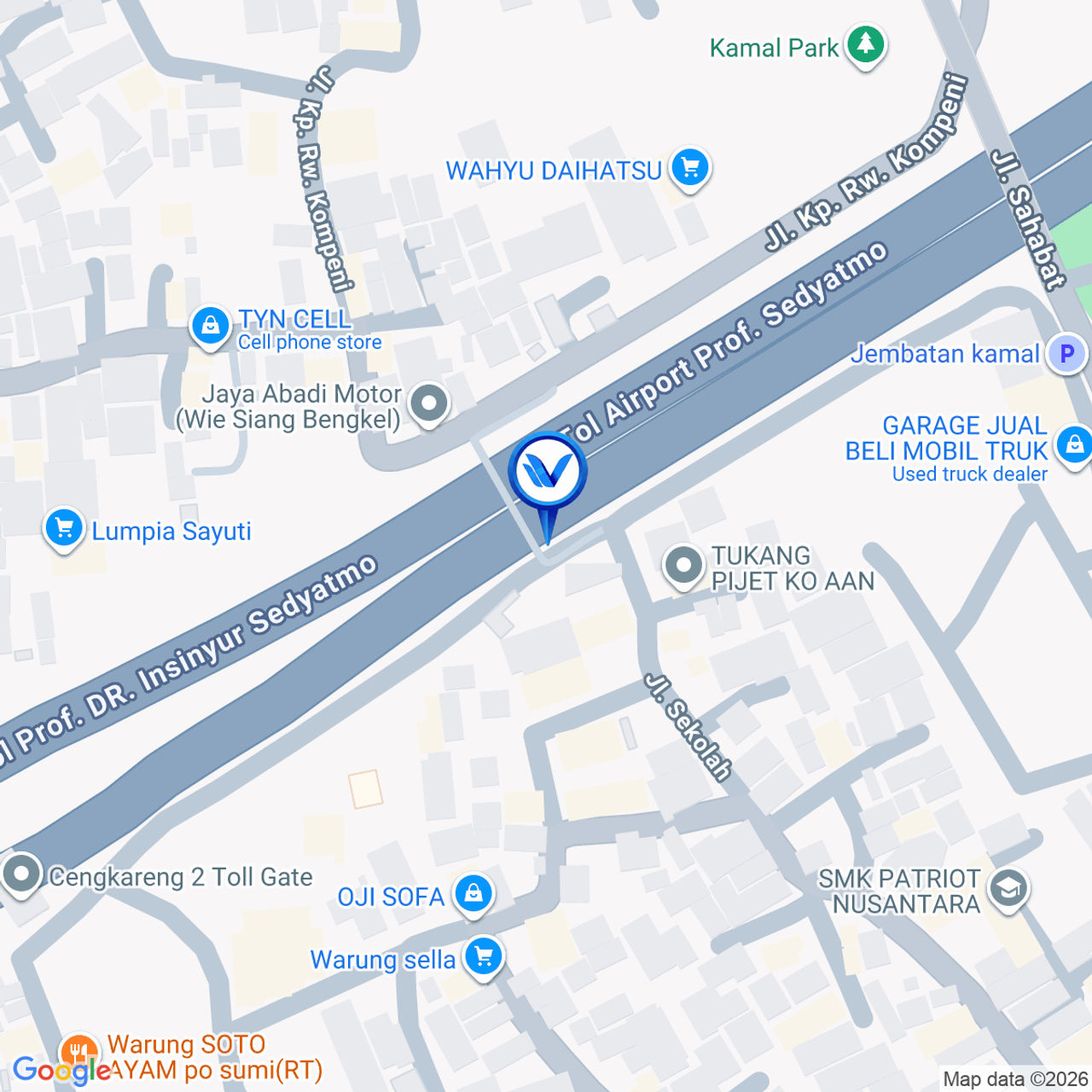 Peta Lokasi KM 30 + 625 B Tol Sedyatmo - Bandara Soetta, Jakarta Barat