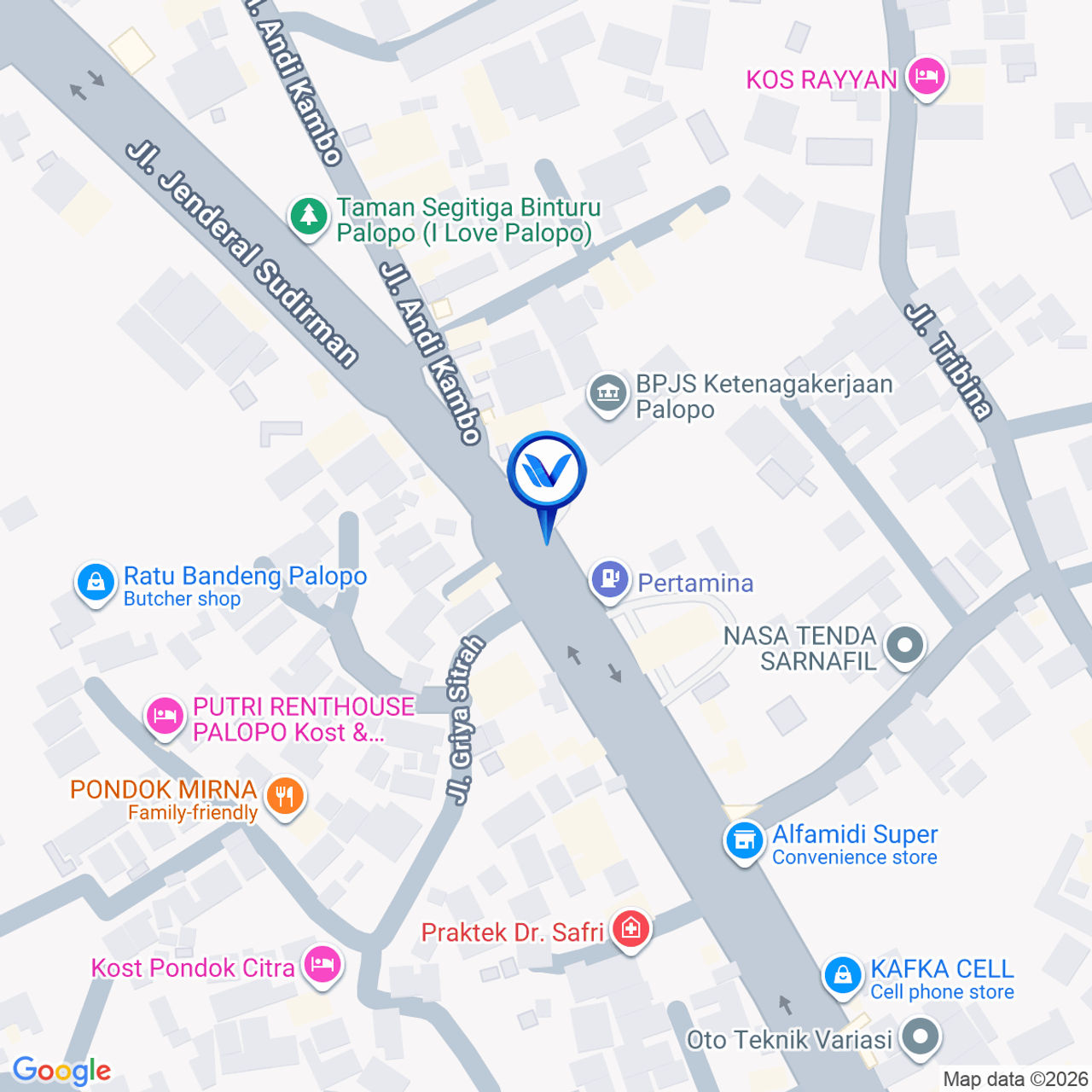 Peta Lokasi Jl. Jend. Sudirman Pertigaan Jl. Andi Kambo Binturu, Palopo