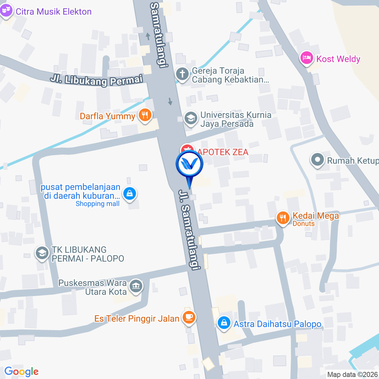 Peta Lokasi Jl. Dr. Ratulangi (Seberang TMP Palopo), Salobulo, Wara Utara, Palopo