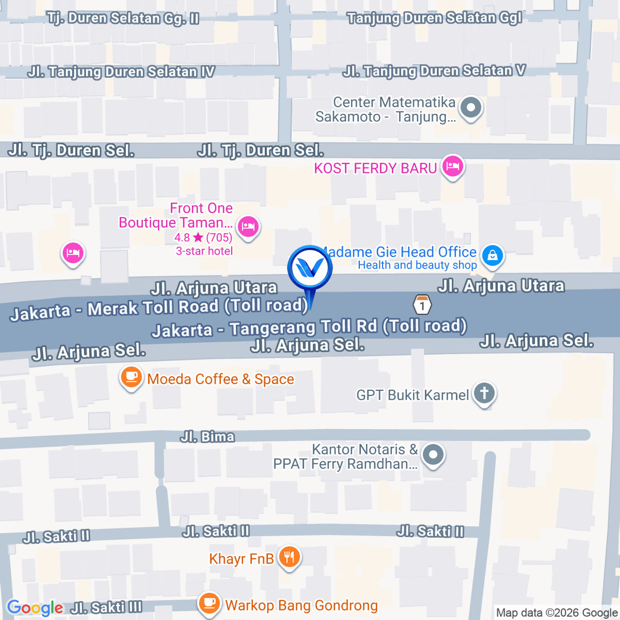 Peta Lokasi Jl. Arjuna Utara No. 22 (BIMA), Jakarta Barat