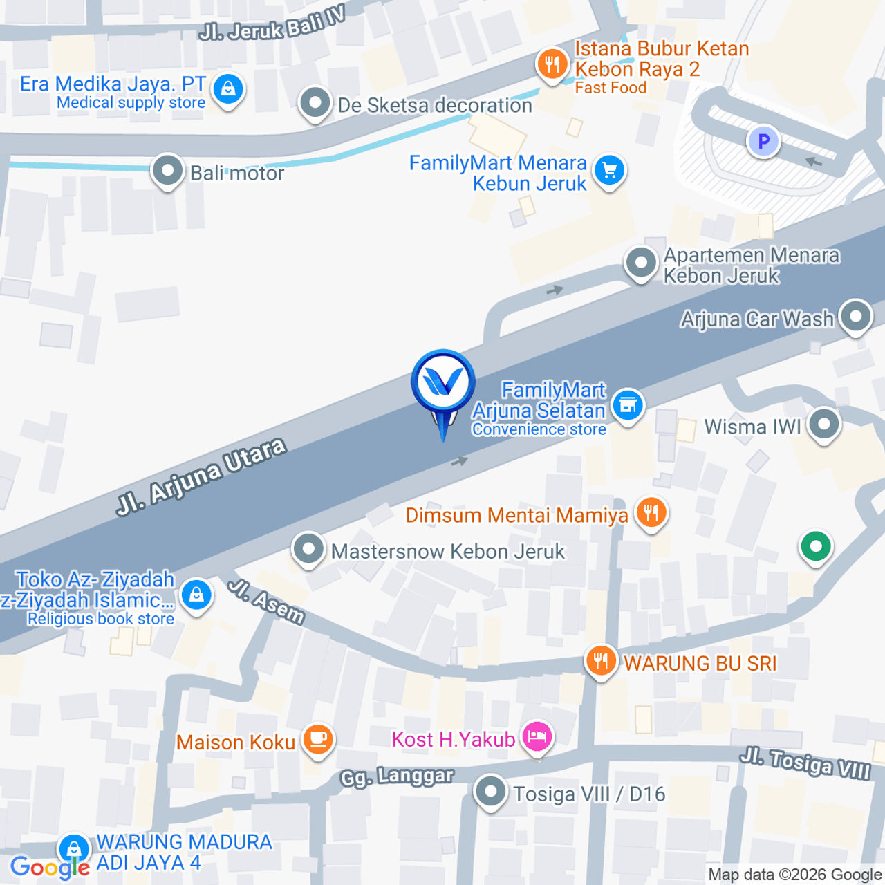 Peta Lokasi JL. ARJUNA SELATAN KM 02+200 (SEBERANG KAMPUS INDONUSA ESA UNGGUL), Jakarta Barat