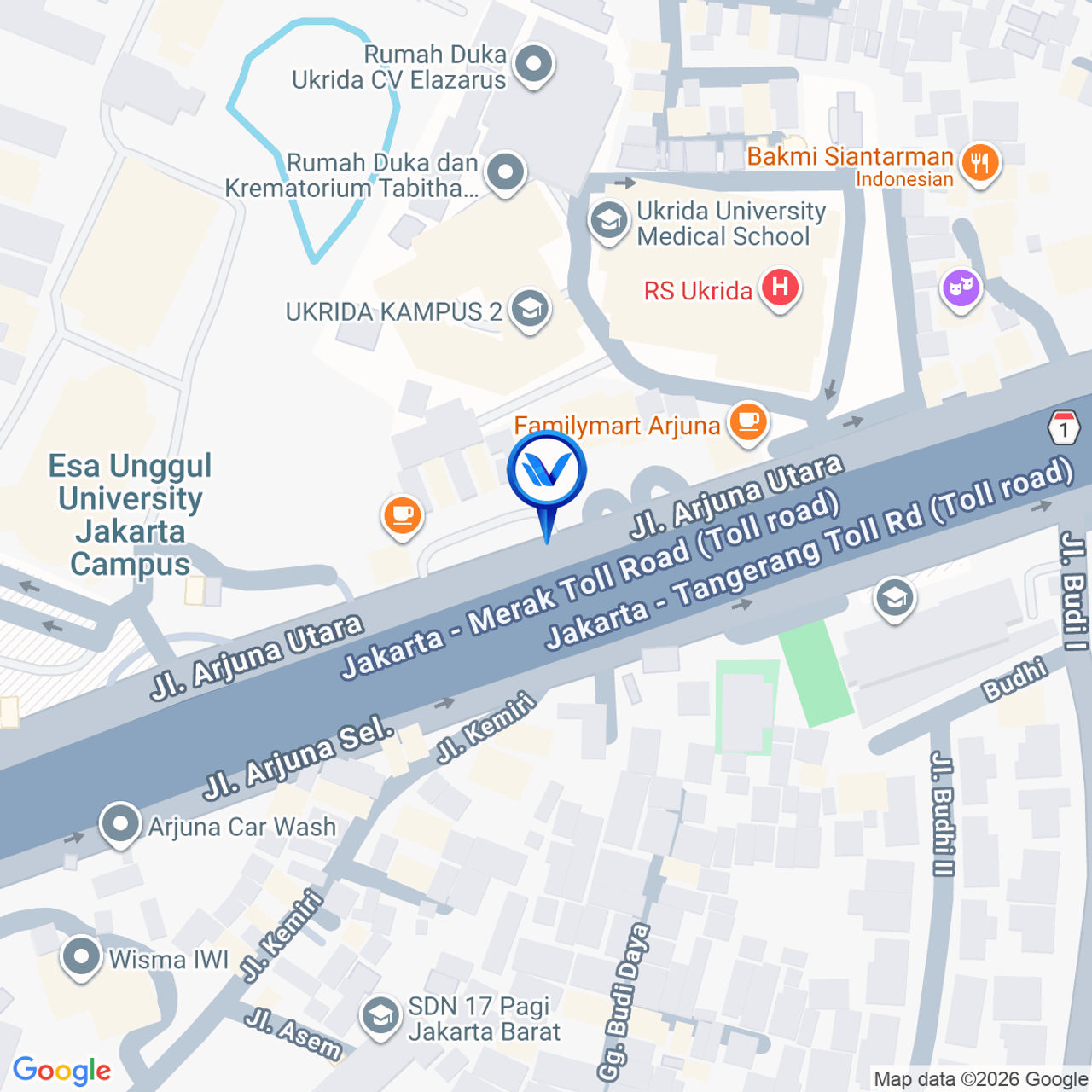 Peta Lokasi Jl. Arjuna Utara (Seberang Bank BCA), Jakarta Barat