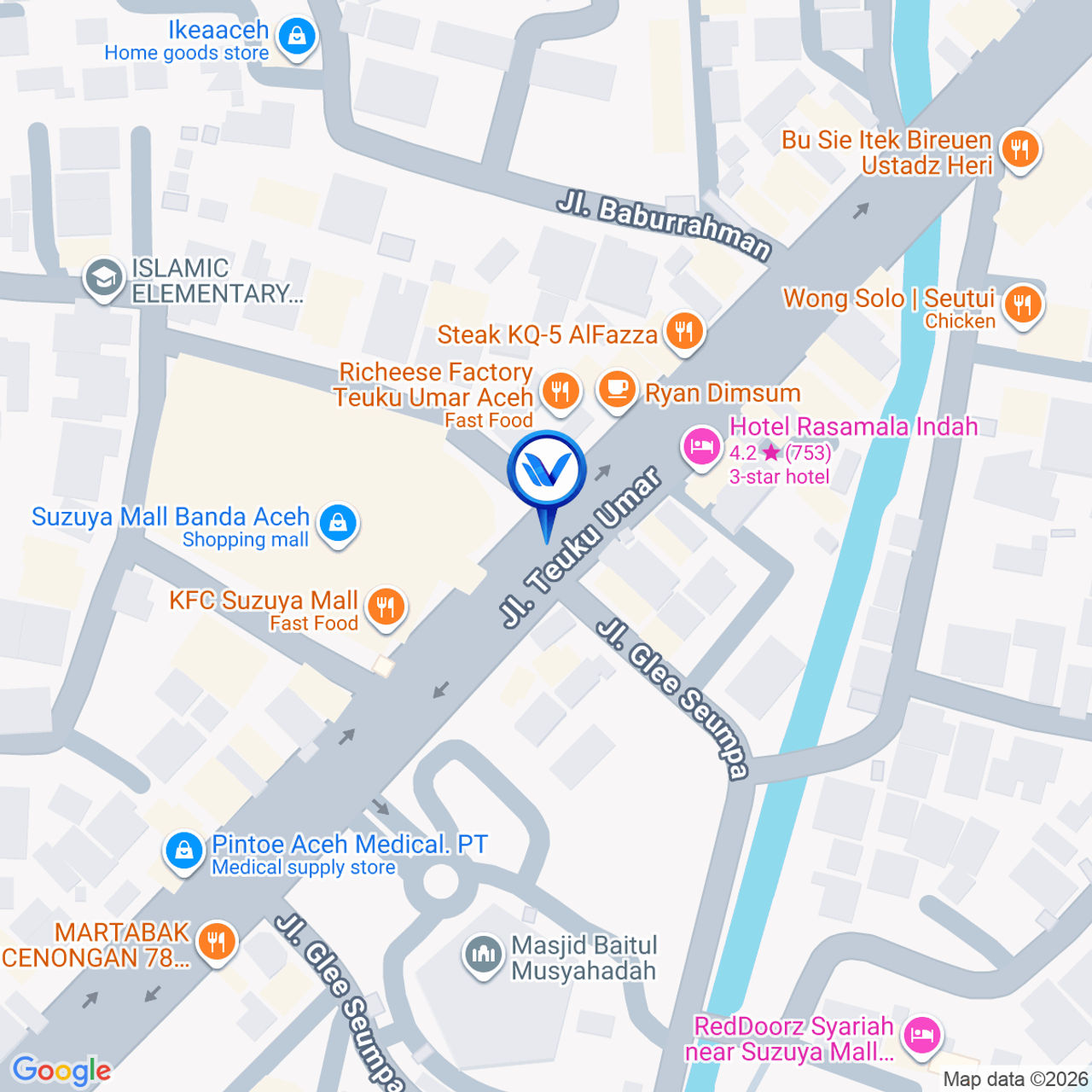 Peta Lokasi Jl. Teuku Umar (depan Suzuya Mall), Aceh