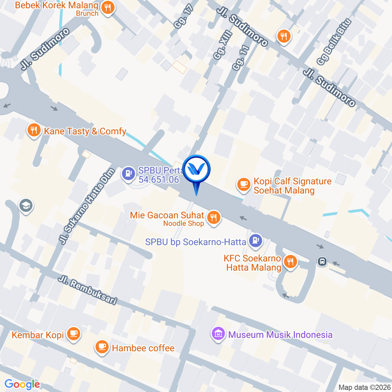Peta Lokasi Jl. Soekarno Hatta, Malang