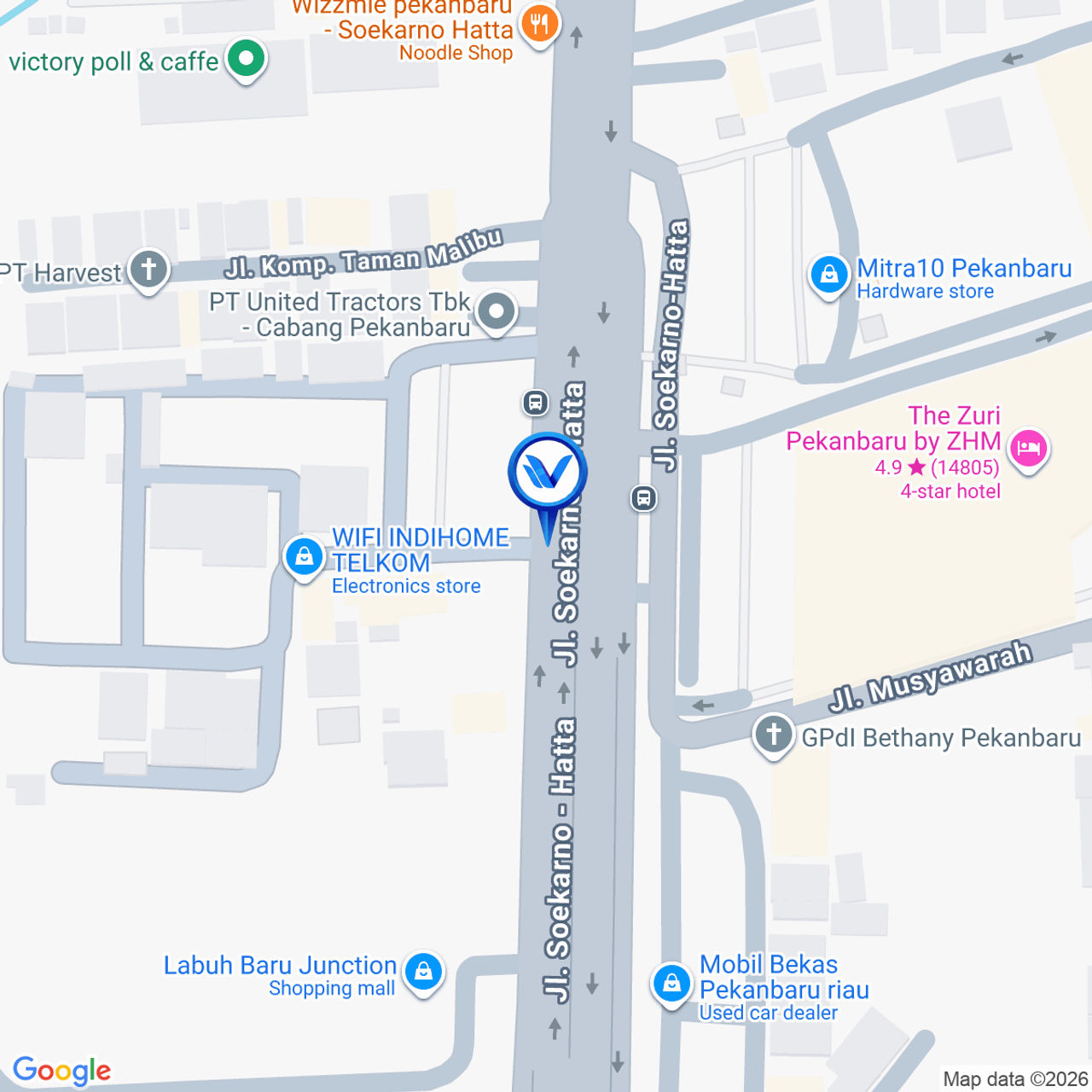 Peta Lokasi Jl. Soekarno Hatta (Sebrang Transmart), Pekanbaru