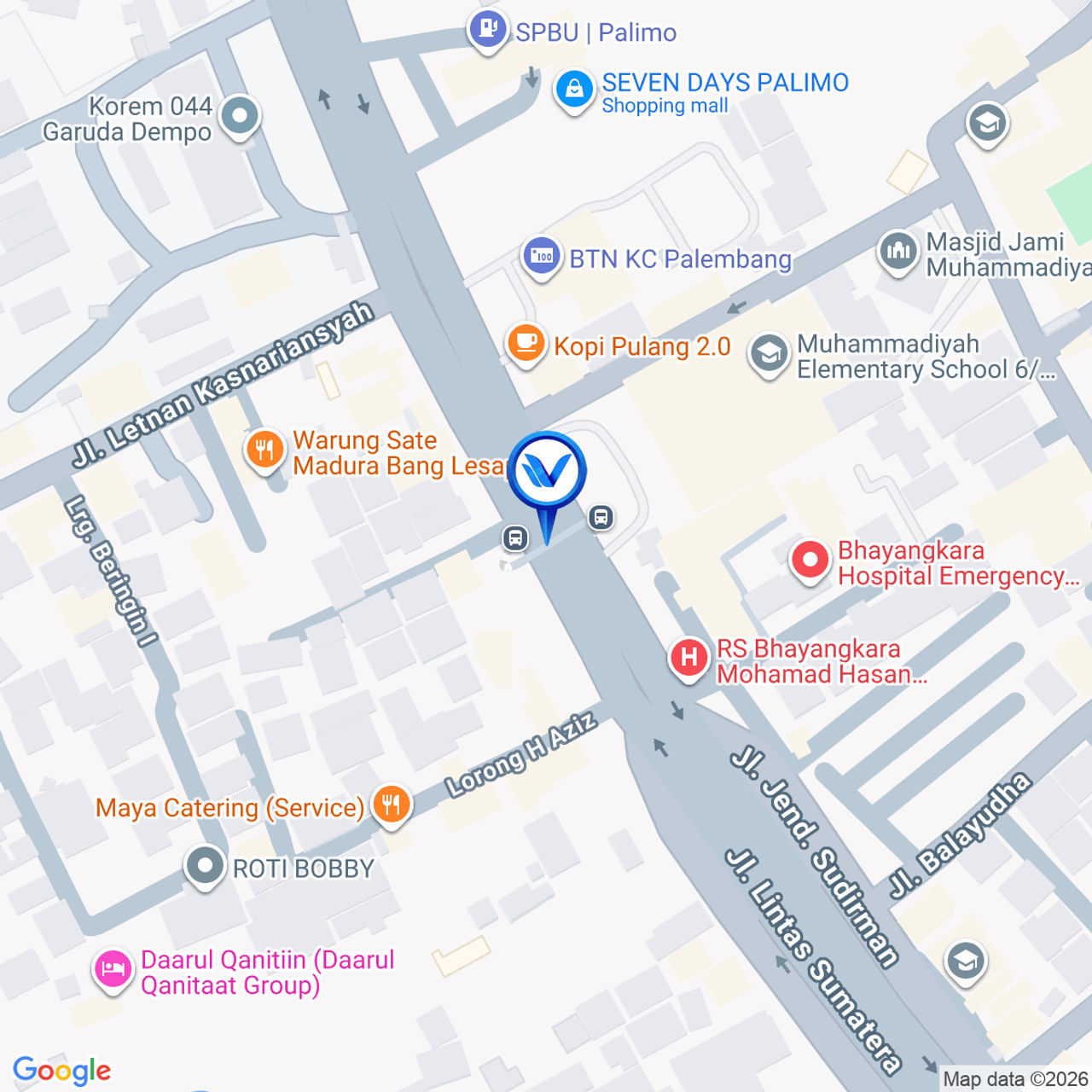 Peta Lokasi JPO Jl. Jend Sudirman (Depan RS Bhayangkara), Palembang