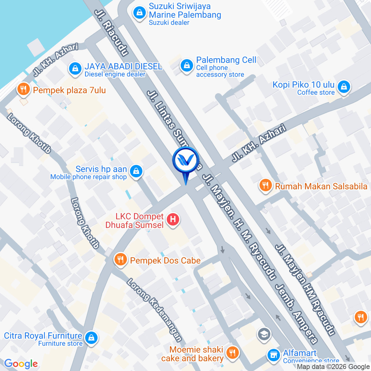 Peta Lokasi Jl. KH Azhari 7 Ulu (pasar 7 Ulu), Palembang