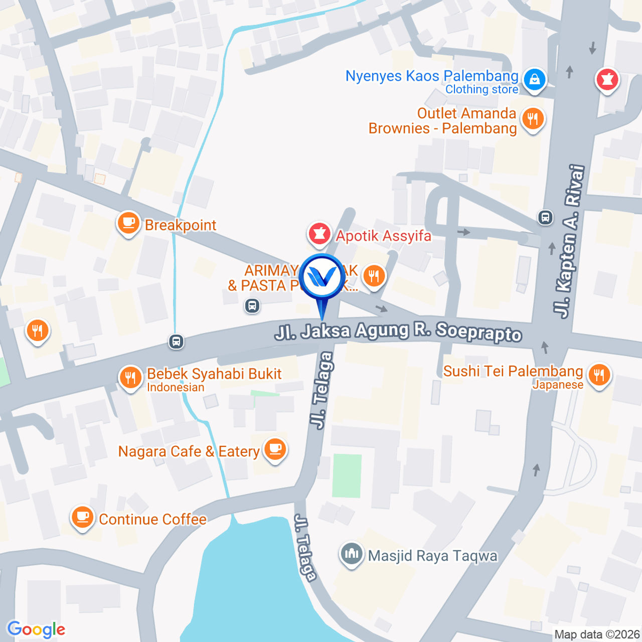 Peta Lokasi Jl. JAR Suprapto (Simpang Puncak Sekuning), Palembang