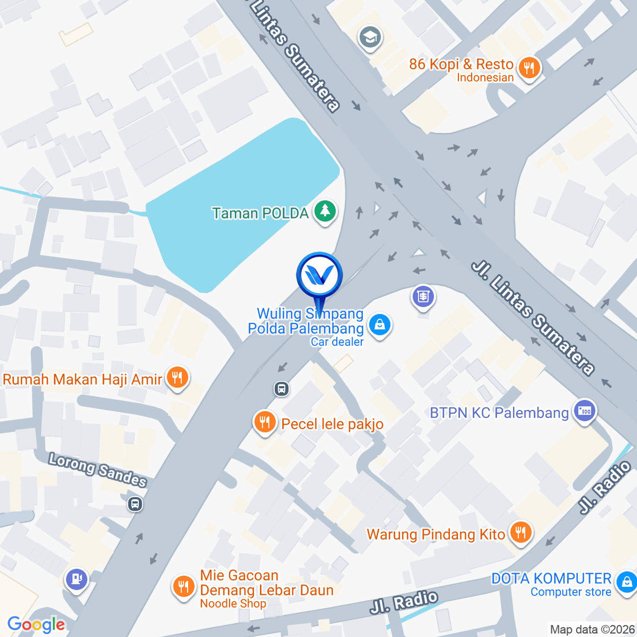 Peta Lokasi JL. DEMANG LEBAR DAUN ( DEPAN WULING MOTORS), Palembang
