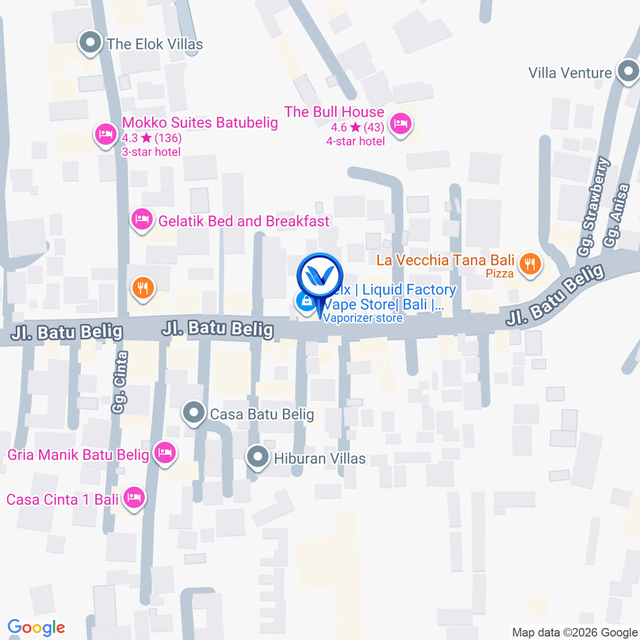 Peta Lokasi JI. Batu Belig - Dekat Minimart (arah Canggu) | BALI