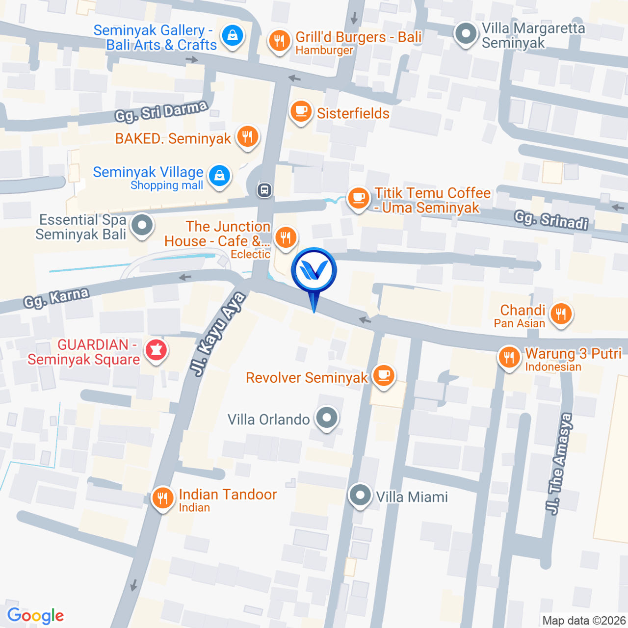 Peta Lokasi JI. Kayu Aya - Seminyak Square 1 | BALI