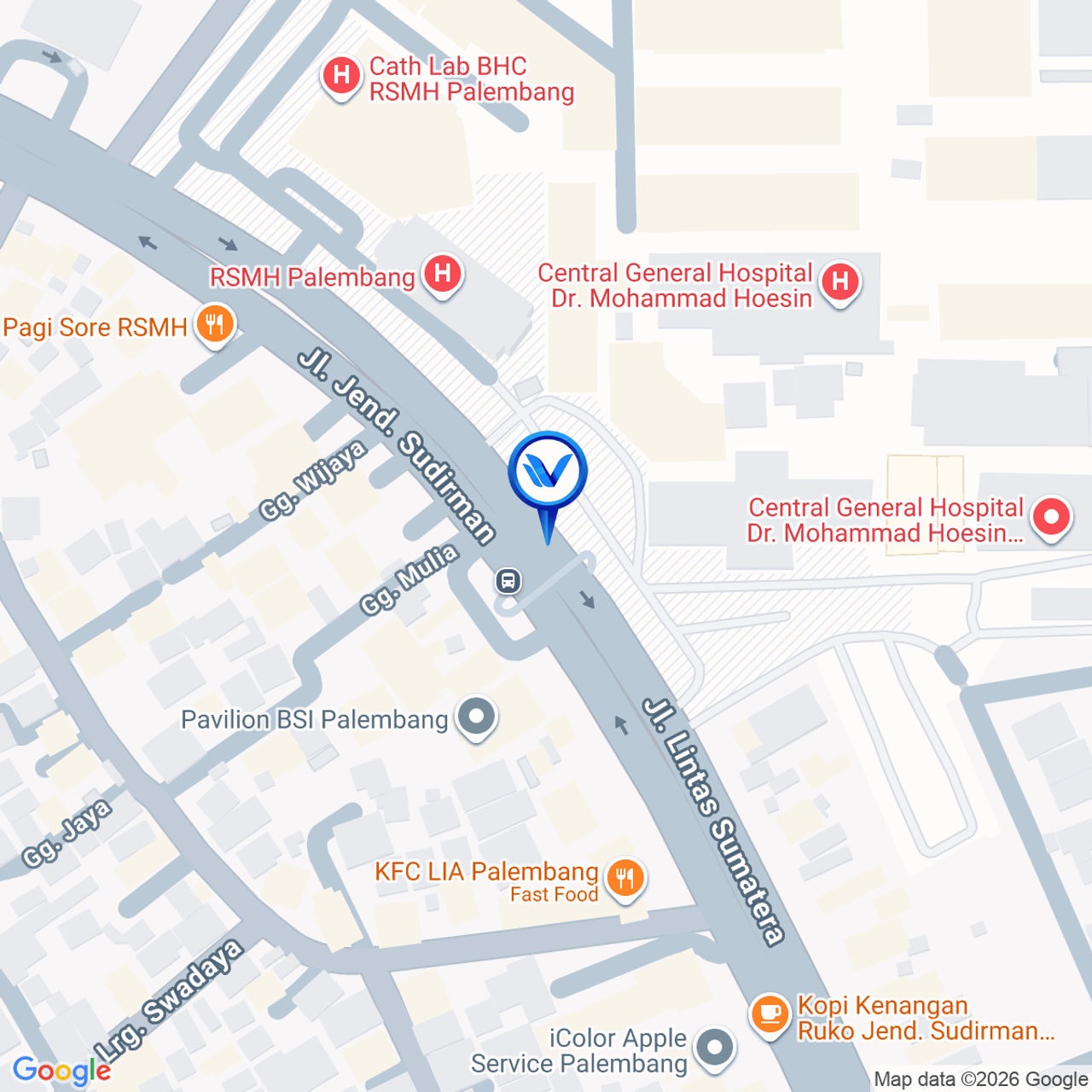 Peta Lokasi JPO Jl. Jendral Sudirman (Depan RSMH), Palembang