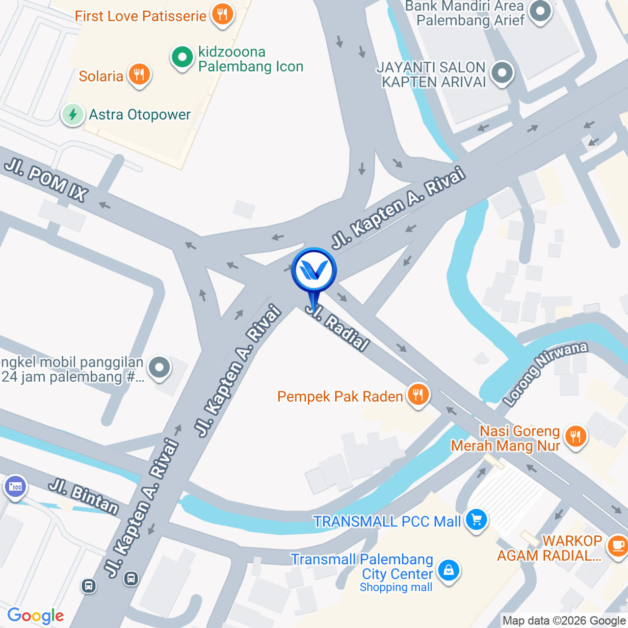 Peta Lokasi Jl. Kapten A Rivai, Palembang