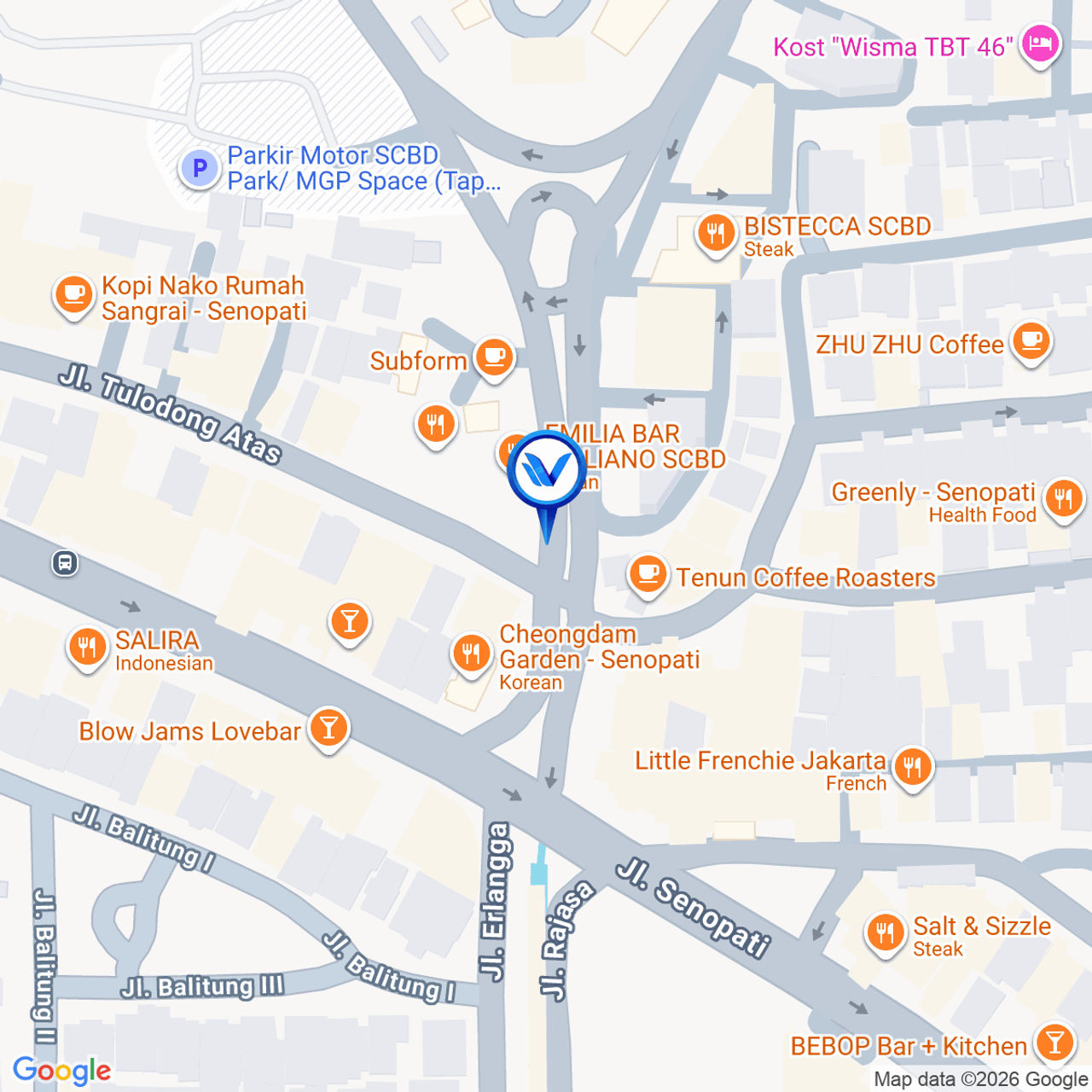 Peta Lokasi Jl. Tulodong Atas (SCBD), Jakarta Selatan