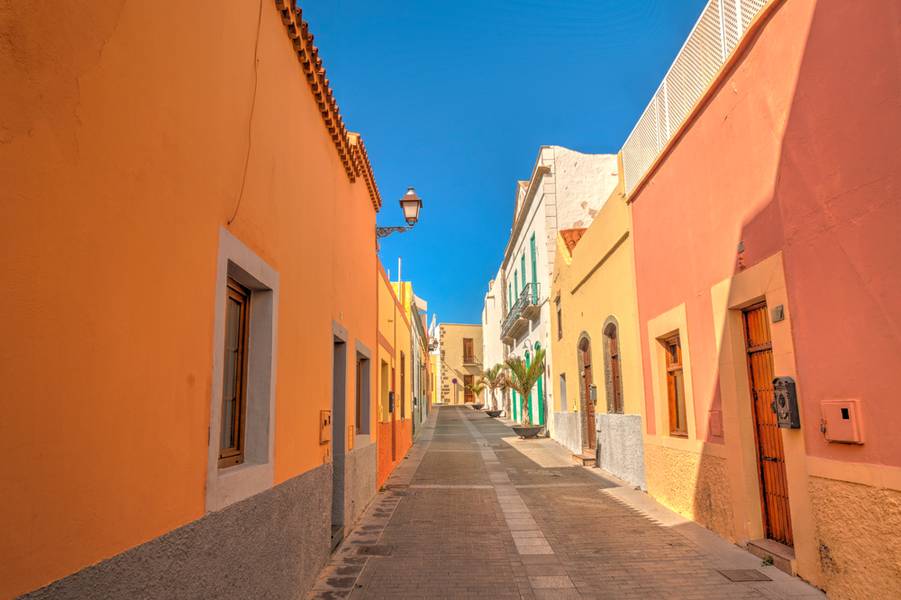 cute walk way in colorful village