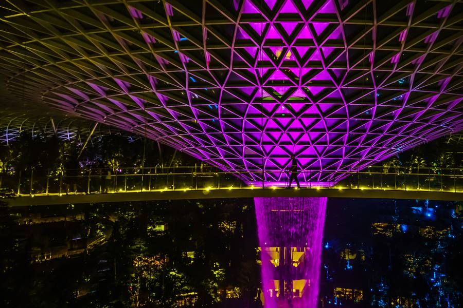 Light Show in HSBC Rain Vortex - Changi Transit