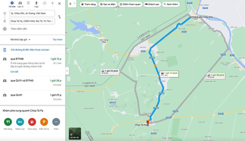 Cách di chuyển đến chùa Tà Pạ