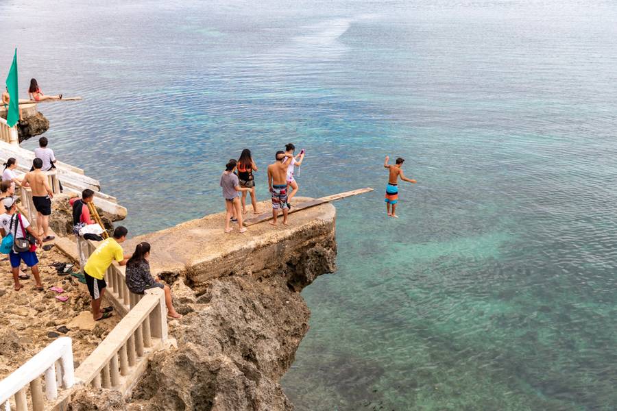 Cliff jumpers at Buho Rock Resort