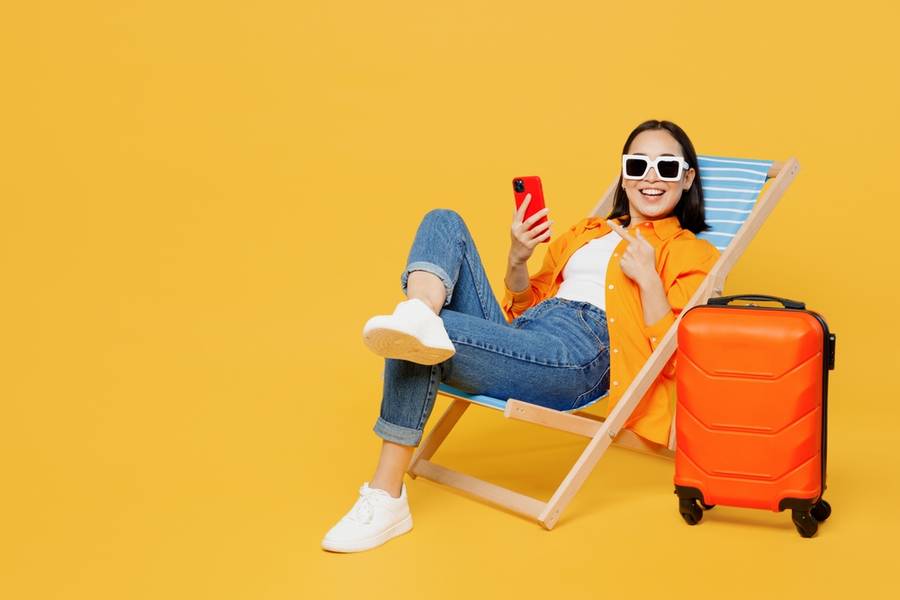 Tourist travel abroad in free spare time rest getaway.