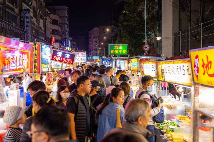 Ningxia road night market in Taipei city of Taiwan