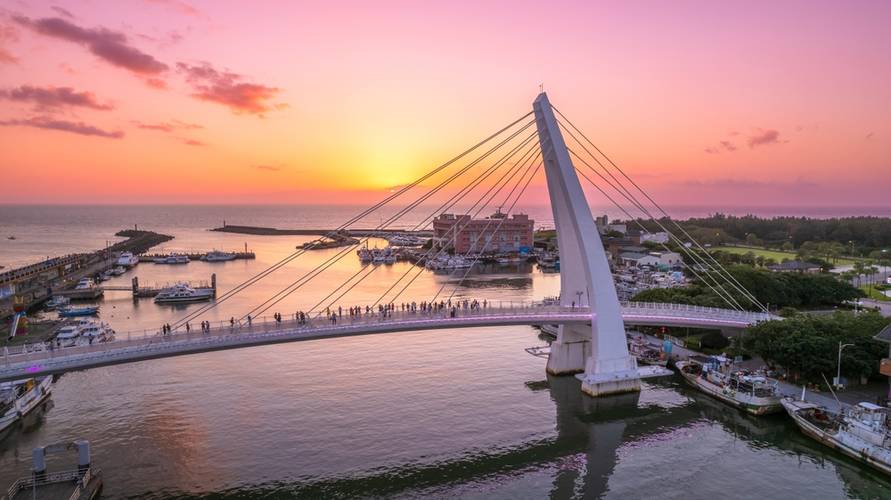 View of The Tamsui Lover's Bridge. It is a bridge in Tamsui Fisherman's Wharf, Tamsui District, New Taipei, Taiwan