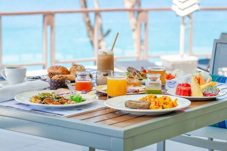 Buffet food in restaurant in modern resort