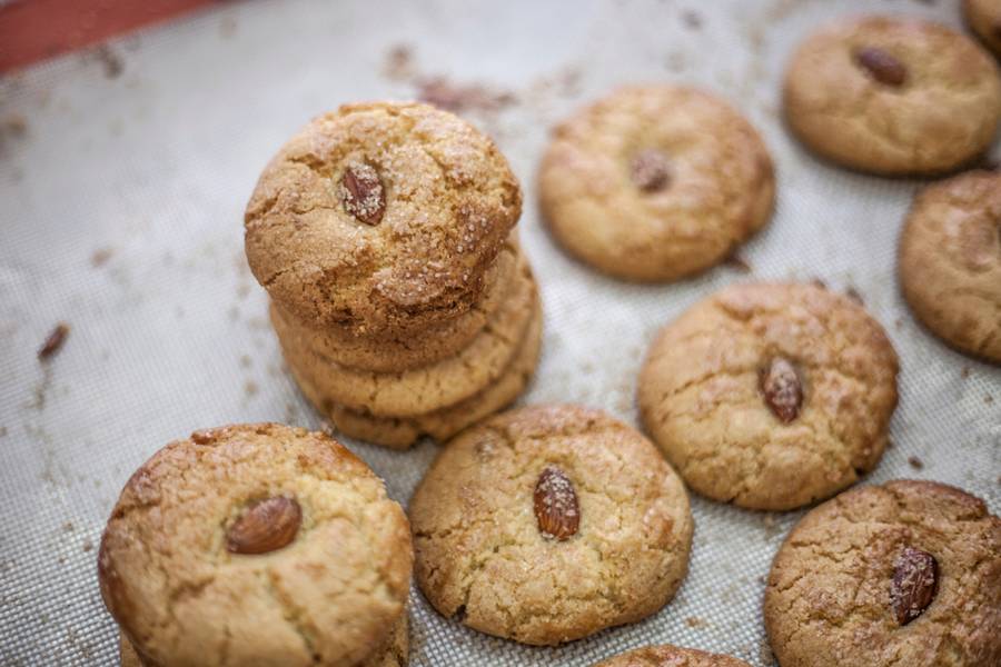 Traditional Chinese Almond Cookies On Pastry Try