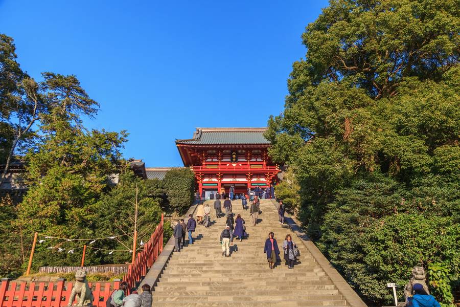 View of shrine at Gotokuji Temple, Tsurugaoka Hachiman, kamakura in Japan