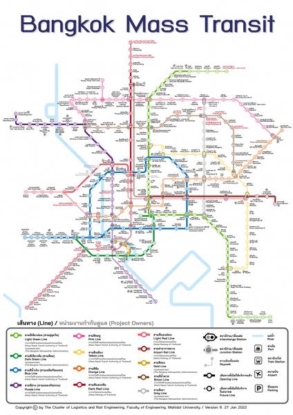แผนที่รถไฟฟ้ากรุงเทพมหานคร รถไฟฟ้า BTS รถไฟฟ้า MRT